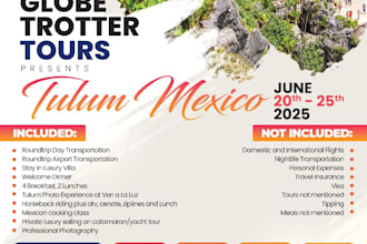 design travel, tour, cruise, yacht, and pool flyer