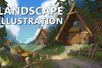 create landscape illustration and background concept art