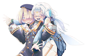 draw anime characters in solo, couple, group