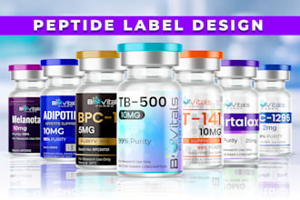 design professional peptides vial label, product label design