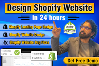 do shopify website design, shopify website bug fixes, landing page