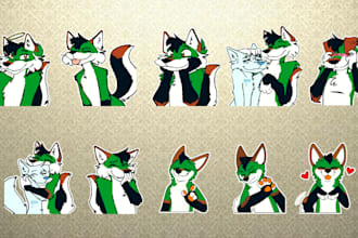 draw furry stickers, telegram sticker furry art, furry ref sheet furry character