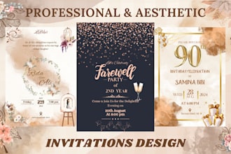 design beautiful aesthetic invitation card for wedding, birthday and all events