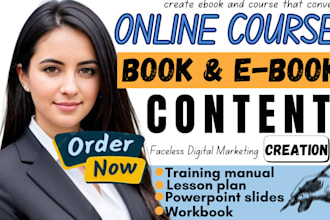 create online course content ebook course curriculum lesson plan training manual