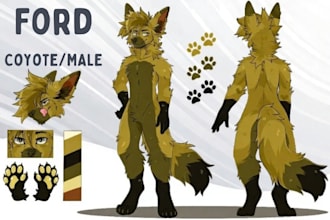 draw and design character reference sheet, ref sheet for your furry art and oc