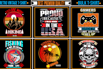 do retro vintage and bulk t shirt design