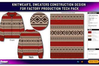 provide a professional tech pack for sweaters and knitwear
