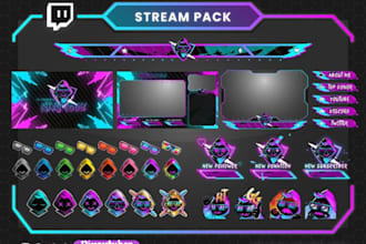 design vtuber stream overlay anime twitch or youtube overlay