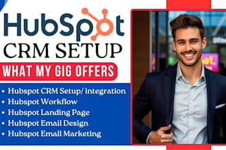 setup hubspot CRM website, automated email design, hubspot workflow integration