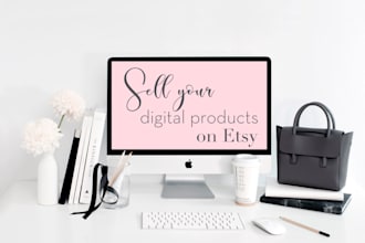set up your etsy shop, stan store instagram with  digital products to sell