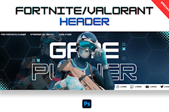 design a fortnite banner or header for youtube, twitch