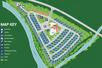 draw vector rv park maps, campground maps, or any site maps in illustrator