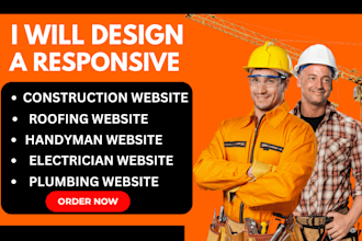 design handyman, plumbing, roofing, junk removal, construction, hvac website