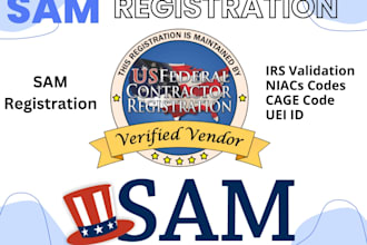handle sam registration, renewal, and vendor setup for federal contracts