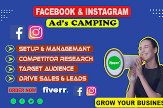 setup facebook ads camping, fb marketing, instagram advertising, meta ad manager