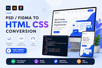 convert psd to html and figma to html with responsive design using tailwind css