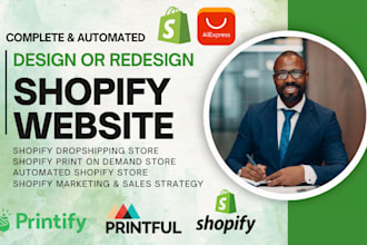 design or redesign shopify store website shopify dropshipping pod shopify mentor
