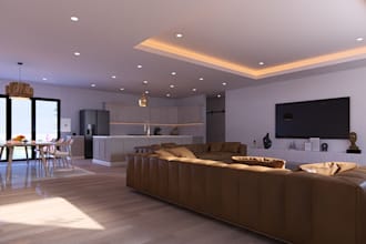 render 3d interior or 360 panorama home, room, apartment, cafe