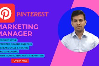 setup SEO optimized pins, post and boards as pinterest marketing manager