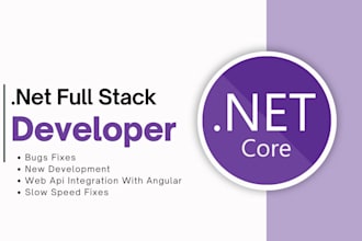 bug fixes, new features, API integration with dot net core