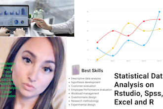 do statistical data analysis on rstudio, spss, excel and r