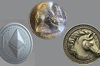 sculpt 3d printable coin basrelief medallion meme coin crypto token logo jewelry