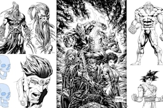 dark art, doom, hardcore, death, metal, heavy, gore, manga and comic style
