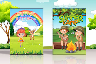 design children book illustration cover for coloring book, storybook, amazon kdp