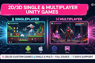 do 2d or 3d singleplayer or multiplayer game development in unity