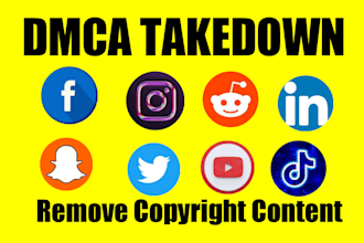 send dmca takedown notice to tiktok,instagram,reddit,facebook, youtube,twitter