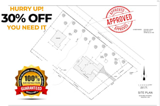 draw city permit site plan, plot plan, site map layout in autocad in USA