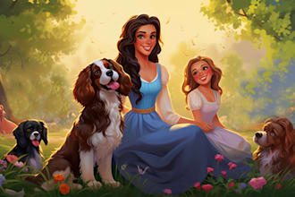 create you a beautiful portrait disney cartoon style