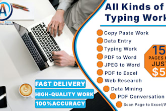 do a fast typing job, retype scanned documents your typist
