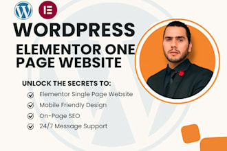 design one page website, wordpress landing page ,elementor, lead capture page
