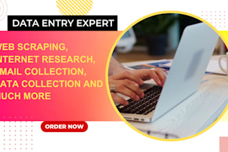 be your fast data entry expert, search data, internet research, and web scraping