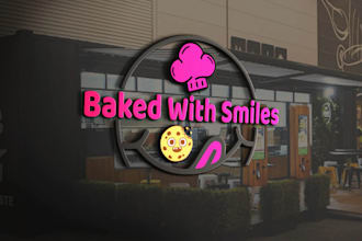 design 3d restaurant BBQ food café and bakery logo for you