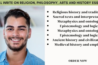 write on religion, philosophy, arts and history essays