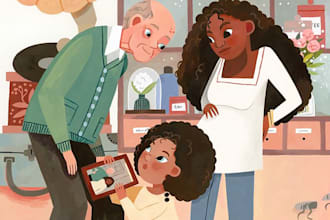 make african american children book illustration, children book illustration