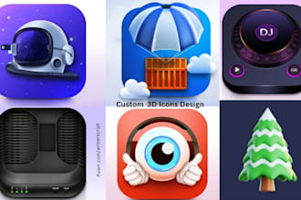 do custom 3d icon designs for app or web interface