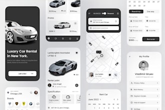 design UI UX car rental taxi booking and transportation mobile apps with figma
