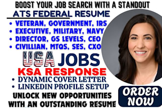 craft targeted resume for federal, USA jobs,   veteran, military, govt, irs