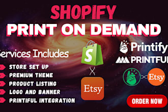 setup shopify print on demand etsy print on demand store printful printify pod