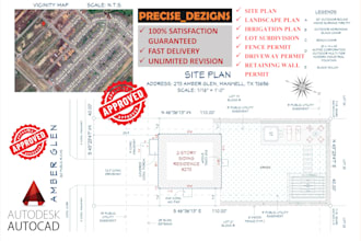 design your site plan and landscape plan for permit in 8 hrs
