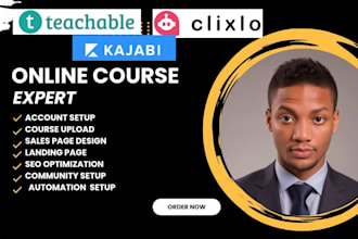 create teachable online course, design teachable school, kajabi website, skool