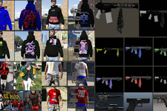 create custom fivem gun skin, graphic packs,fivem clothing , guns, fivem server,