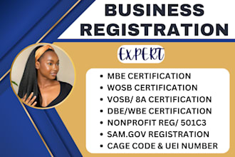 do sam gov registration, non profit reg, uei, cage code, mbe, wosb 8a sba, 501c3
