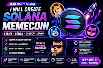 create a solana memecoin, design a memecoin website and logo, and list it on r