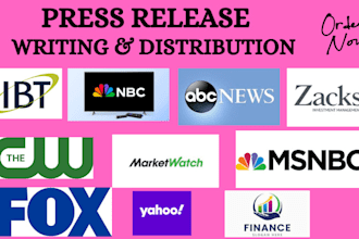 write music press release, distribute music press release and PR distribution