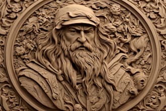 sculpt 3d bas relief 3d coin model 3d wood carve 3d medallion for 3d printing