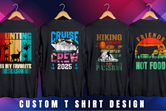 do bulk t shirt designs for merch, printful, etsy and unlimited revision